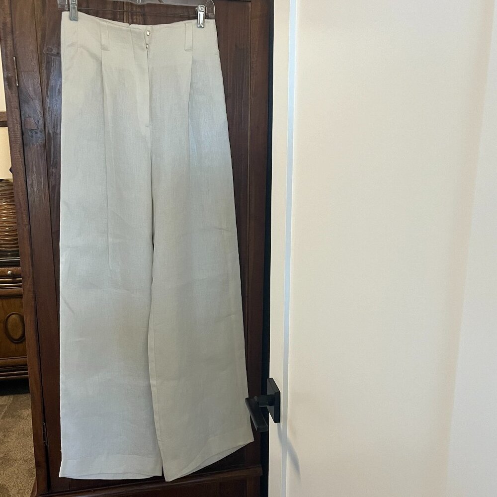 Massimo Dutti Studio NWT Wide Leg Linen Trousers, Sz 6